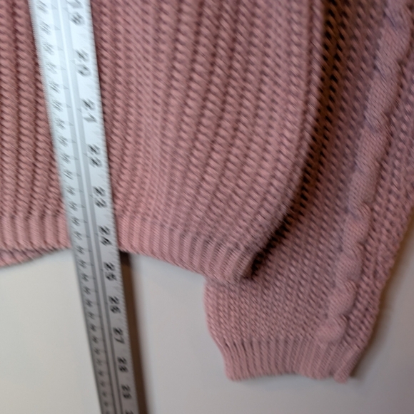 Vintage Woolrich Petal Pink Cable Knit V Neck Sweater Womens M - Picture 8 of 9